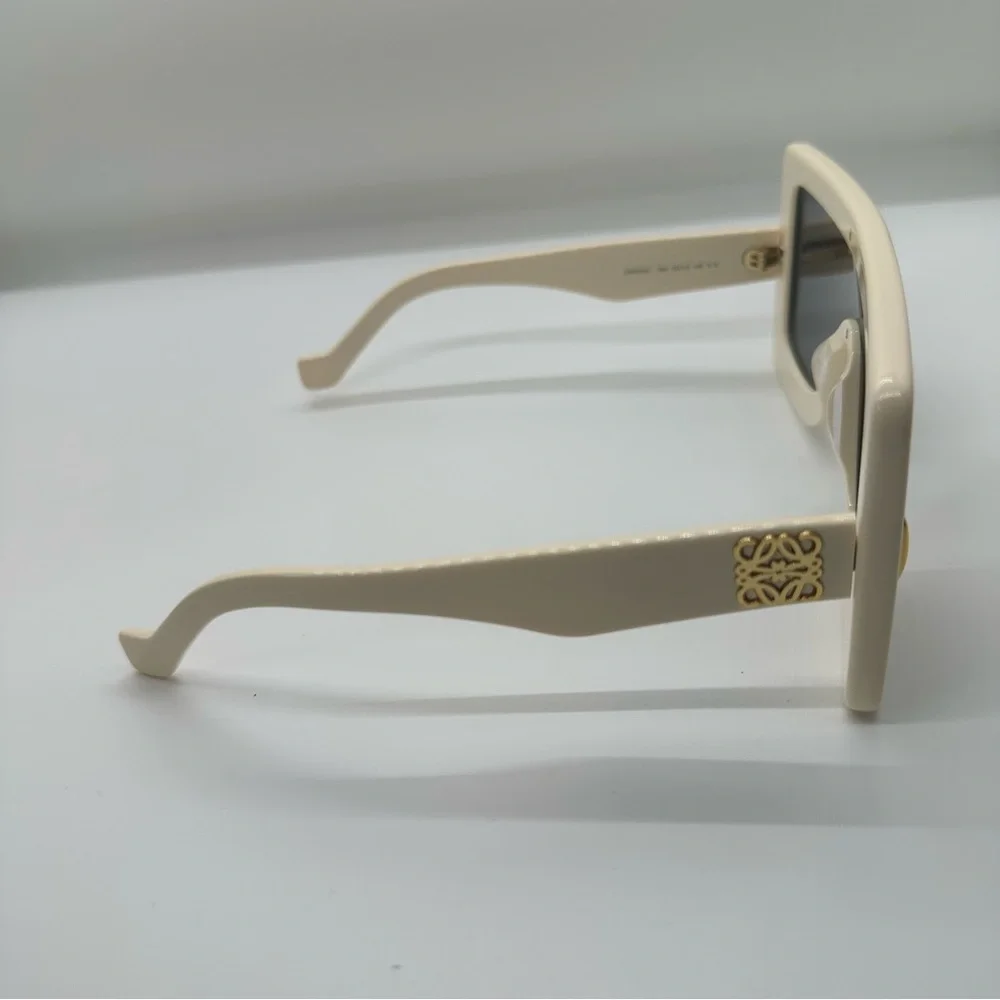 NWT Loewe | Oversized Anagram Shield Mirrored Ivory Gold Unisex Sunglasses $550
